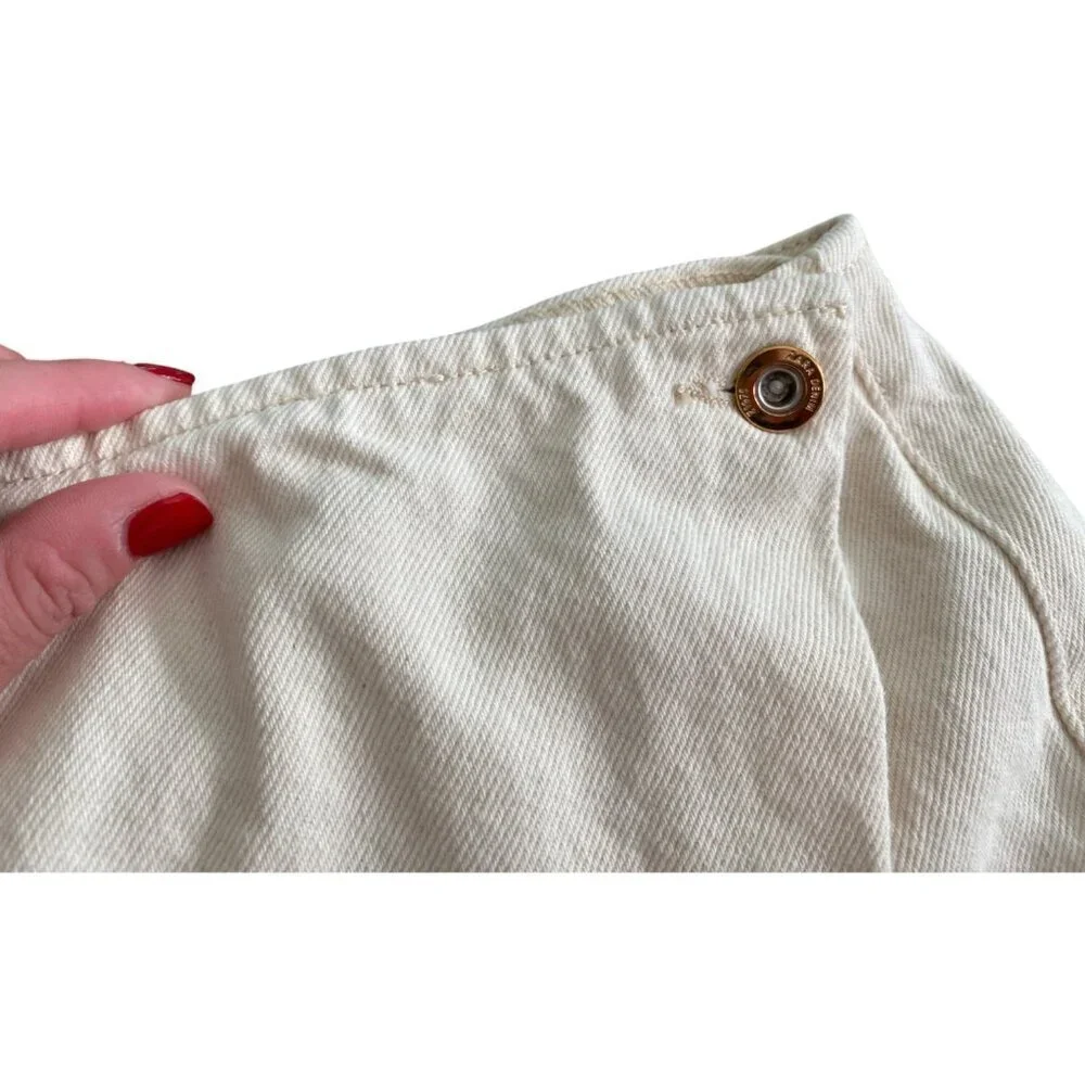 Zara Wrap Front Denim Skort Size Large White